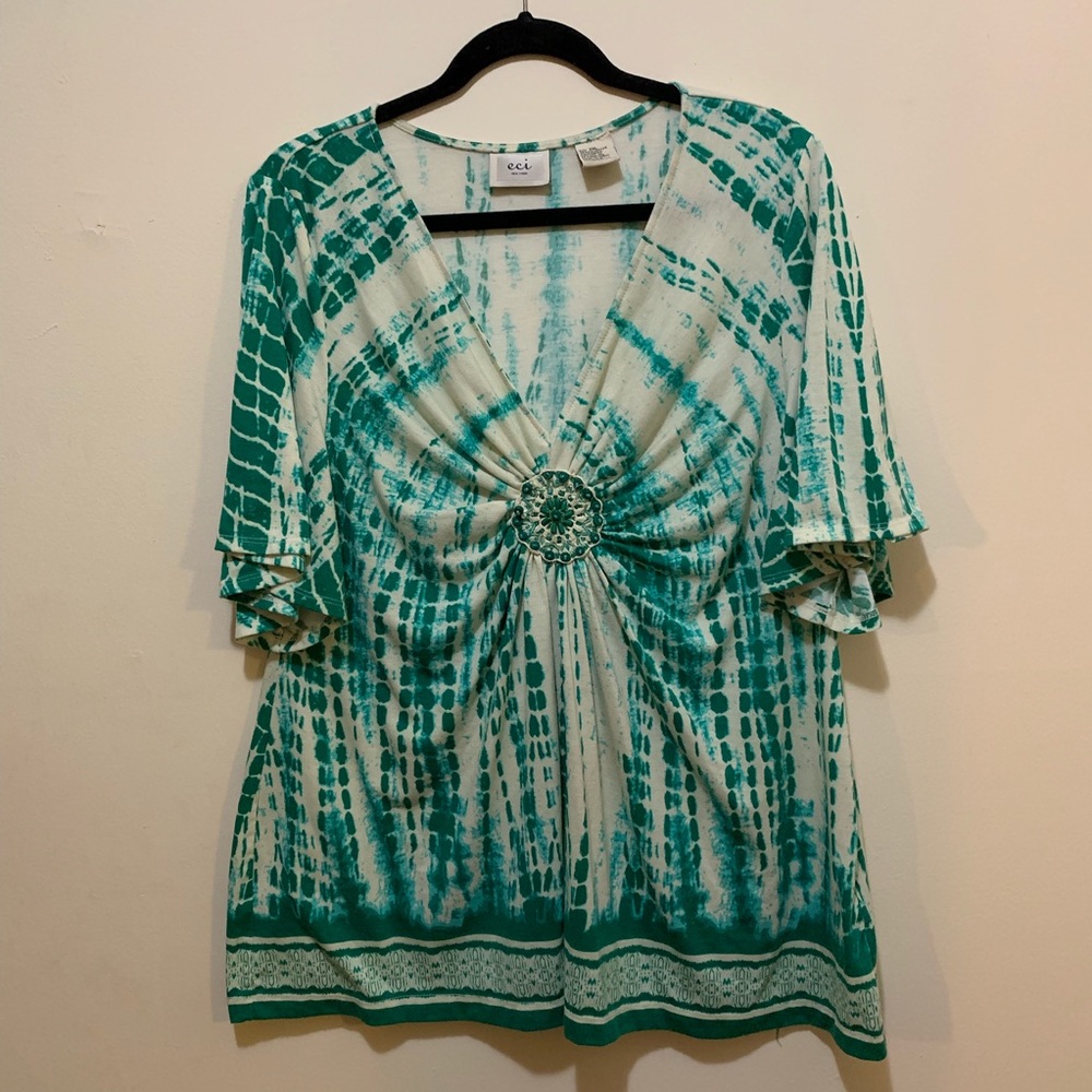 ECI New York Flattering V-Neck Blouse Size XXL